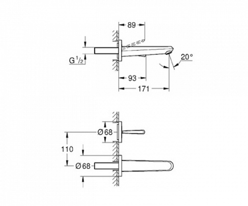 Смеситель для раковины Grohe Eurodisc Joy 19968000 хром, излив 171 мм