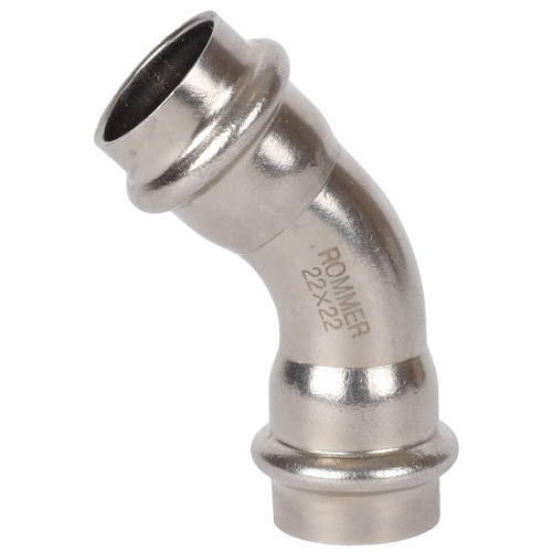 Угольник 45° ВПр 22x22 пресс, нержавеющая сталь Rommer