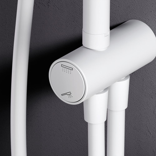 Душевая система Am.Pm Gem F0790033 белый: переключатель, стойка с верхним душем, ручной душ