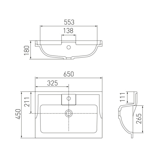 Раковина Акватон ФАБИА 650 мебельная 1A708731FB010