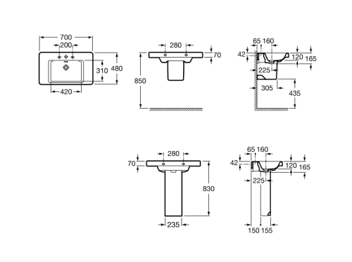 Раковина Roca Khroma 700x480 настенная 327651000