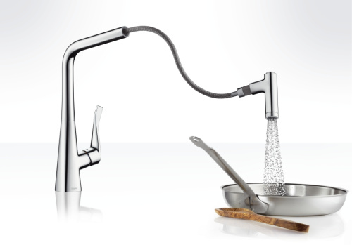 Смеситель для кухни Hansgrohe Metris 14820000 хром, выдвижной излив
