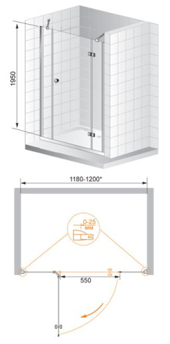Душевая дверь в нишу Cezares VERONA-W-B-13-100+60/30-C-Cr