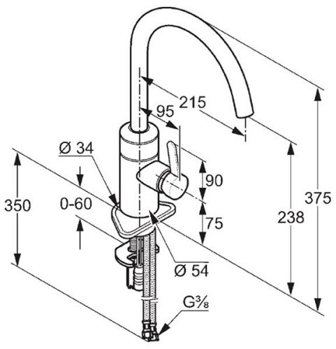 Смеситель для кухни Kludi E-GO 422000575 хром, сенсор 220V