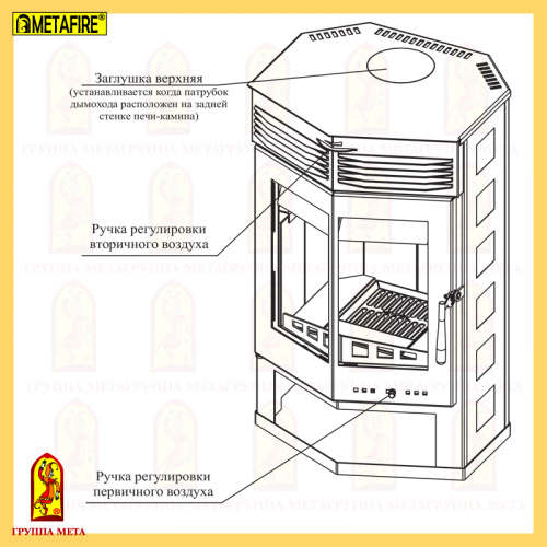 Печь-камин Мета «Варяг», 9,0 кВт