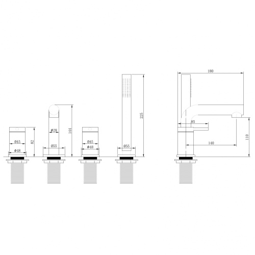 Смеситель для ванны ABBER Emotion AF8813 на борт ванны, хром