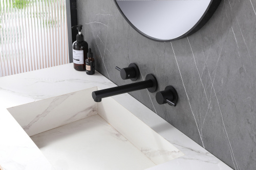 Смеситель для раковины ABBER Emotion AF88121B скрытого монтажа черный матовый