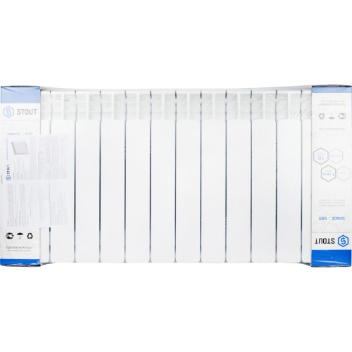 Биметаллический радиатор STOUT Space 500 - 14 секций, боковое, белый RAL 9016