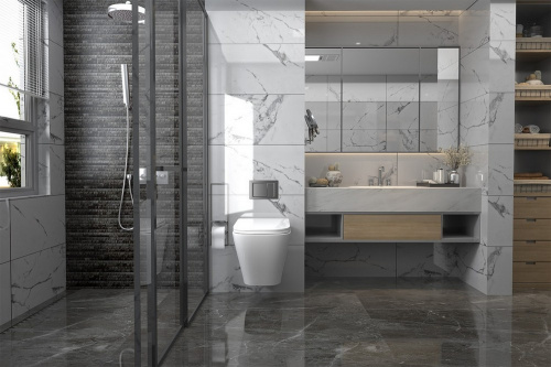 Комплект ABBER: подвесной унитаз Rechteck AC1201 белый, инсталляция AC0105, клавиша AC0121MCH матовый хром