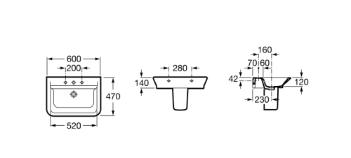 Раковина Roca Gap 600x470 настенная 327474000