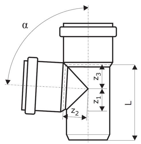 Тройник 40x87° прямой, PP HTEA Ostendorf внутренняя канализация