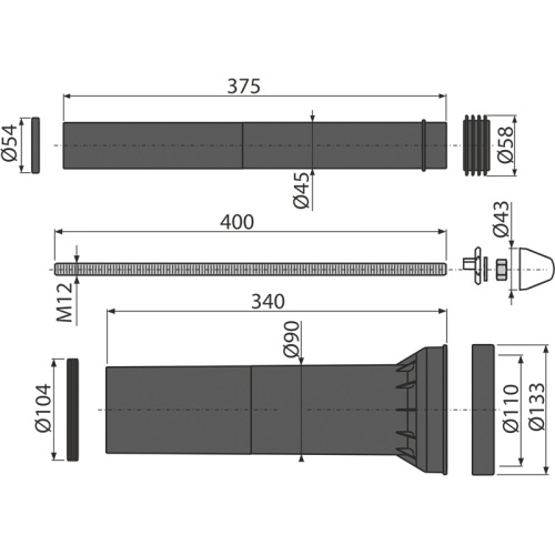 Удлиненный монтажный комплект для подвесного унитаза Alcaplast M9000