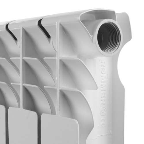Алюминиевый радиатор Rommer Optima 500 - 12 секций, боковое, белый RAL 9016