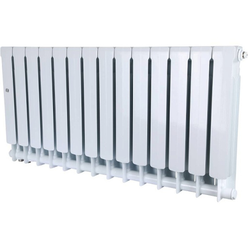 Биметаллический радиатор STOUT Space 500 - 14 секций, нижнее справа, белый RAL 9016
