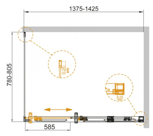 Душевой уголок 100x80 Cezares DUET SOFT-AH-1-100/80-C-Cr-L