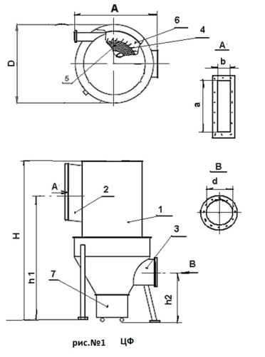 Пылеулавливающий агрегат ЦФ-2000 с трехступенчатой очисткой, без вентилятора