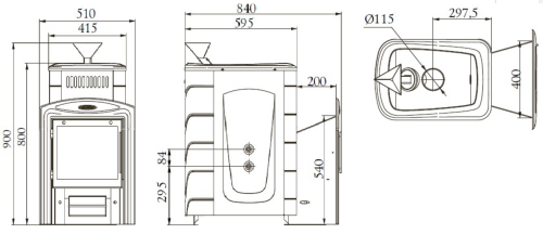 Банная печь Гейзер 2014 Inox Витра ЗК ТО антрацит Термофор