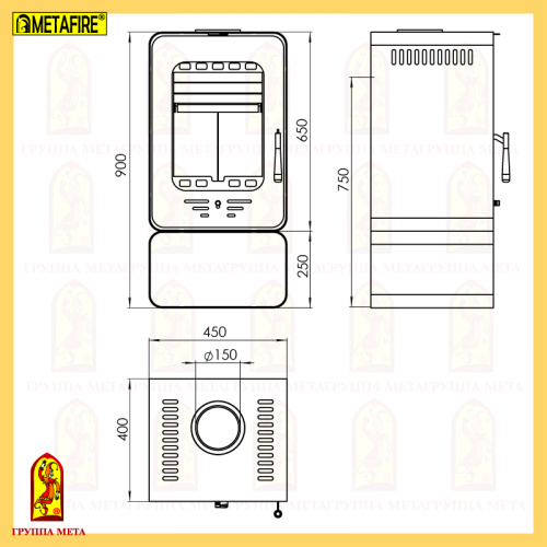 Печь-камин Мета «Лава-6», 6 кВт