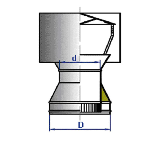 Дефлектор с юбкой D=150(0.5)/250 нерж.430