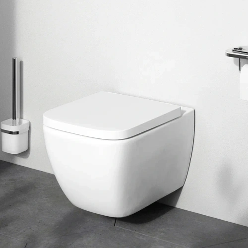 Унитаз с инсталляцией Am.Pm IS100201.901701 MasterFit клавиша S белый глянец + Gem белый, безободковый, сиденье микролифт