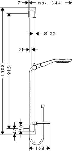 Душевой набор Hansgrohe Raindance Select E 150 3jet штанг 90см, с мыльницей, хром/белый 27857400