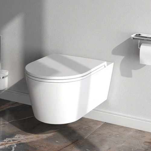 Унитаз с инсталляцией Am.Pm IS90138.8F1701 клавиша PrimeFit L черный матовый + Func 54 белый, безободковый, сиденье микролифт