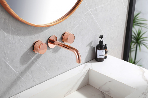 Смеситель для раковины ABBER Wasser Kreis AF81122RG скрытого монтажа, розовое золото