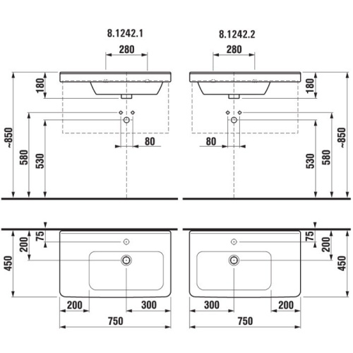 Раковина Jika Cubito 124210001041 белый, левый 750x450