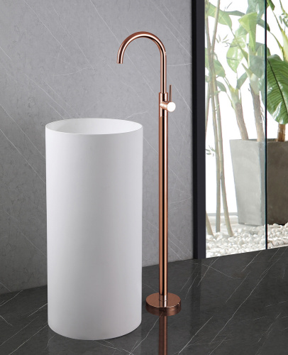 Смеситель для раковины ABBER Wasser Kreis AF8141RG напольный, розовое золото