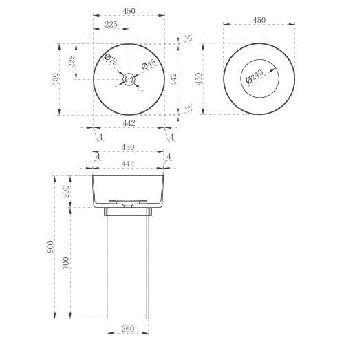 Раковина отдельностоящая прозрачная ABBER Kristall AT2702Opal коричневая