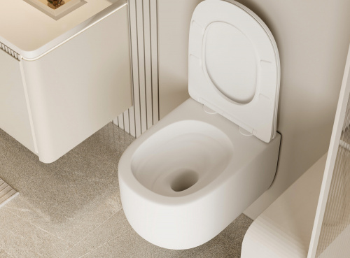 Подвесной унитаз ABBER Bequem AC1104TMW белый матовый, безободковый, смыв торнадо