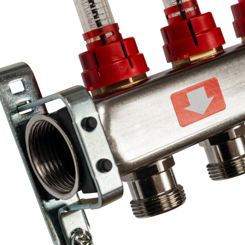 Коллектор отопления STOUT 1"нержа., 9x3/4" с расxодомерами, без кранов SMS 0927 000009