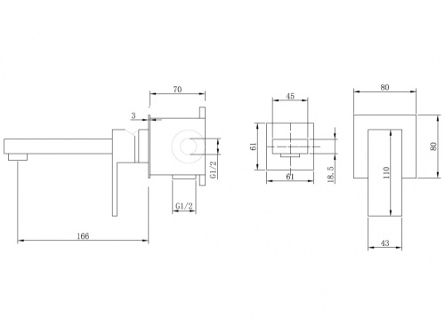 Смеситель для раковины ABBER Daheim AF8212B скрытого монтажа, черный матовый