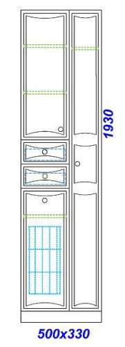Пенал двустворчатый Aqwella Барселона 50/К белый с корзиной Ba.05.05
