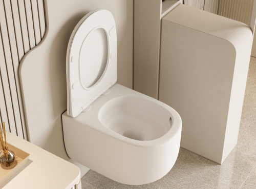 Подвесной унитаз ABBER Bequem AC1104TMW белый матовый, безободковый, смыв торнадо