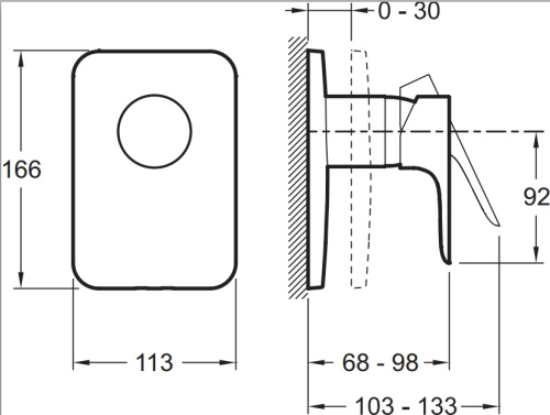 Смеситель для скрытого монтажа Jacob Delafon AlEo E98705-CP Хром, на 1 выход, неполный комплект