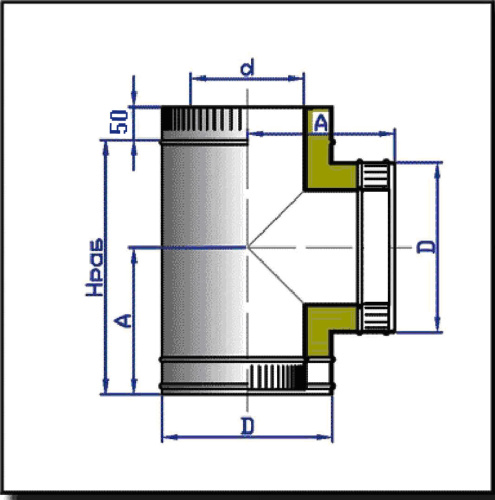 Тройник 90° D=150(0.5)/250 нерж.430
