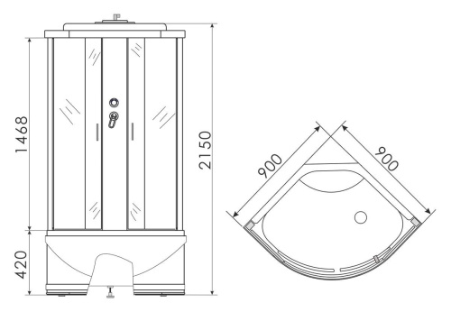 Душевая кабина 90x90 Erlit Comfort ER3509TP-C4 высокий поддон
