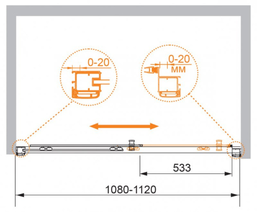 Душевая дверь в нишу Cezares ANIMA-W-BF-1-140-C-Cr
