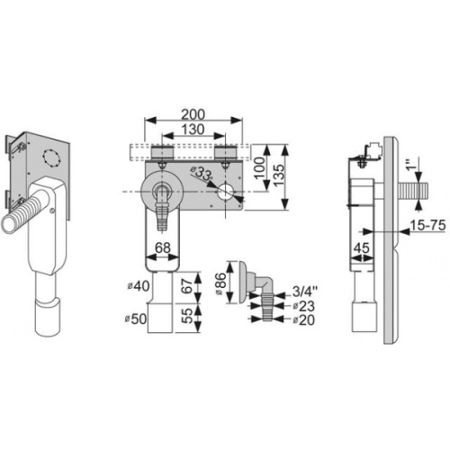 Монтажный комплект для подключения стиральной машины TECEprofil 9020036