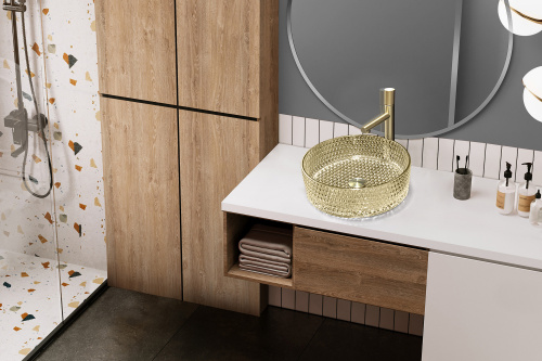 Раковина накладная стеклянная ABBER Glas AK2301GG золото