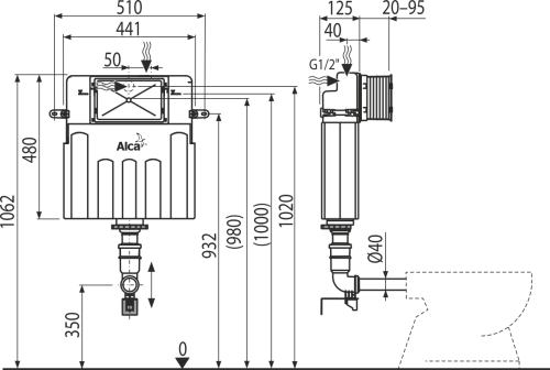 Смывной бачок Alcaplast Basicmodul AM112 скрытий монтаж