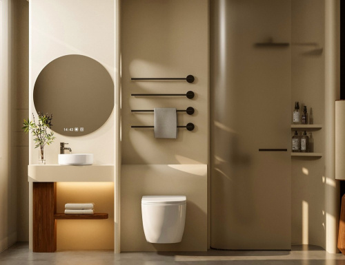 Комплект ABBER: подвесной унитаз Bequem AC1100T белый, инсталляция AC0105, клавиша AC0121RG золото розовое