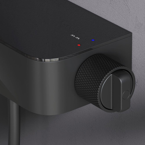 Душевая система Am.Pm Func F078F722 черный: смеситель полка с изливом, стойка с верхним душем, ручной душ