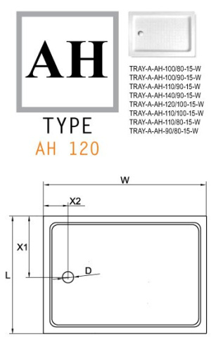 Душевой поддон 120x90 Cezares TRAY-A-AH-120/90-15-W прямоугольный, акриловый