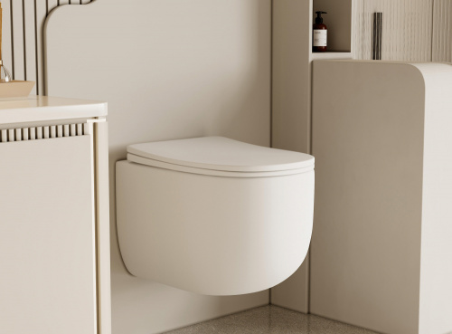 Подвесной унитаз ABBER Bequem AC1104TMW белый матовый, безободковый, смыв торнадо