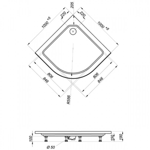 Душевая кабина 100x100 Triton Стандарт А1 стекло полосы DK164
