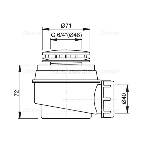 Сифон Alcaplast d 50 мм, для душевого поддона, хромированный A47CRPR.50