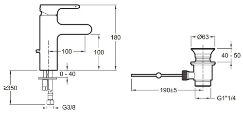 Смеситель для раковины Jacob Delafon Singulier E10860-CP хром, донный клапан