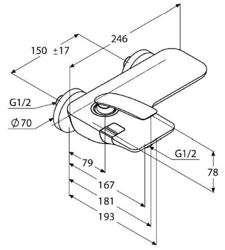 Смеситель для ванны Kludi Balance 524450575 хром, литой рычаг, с ограничителем горячей воды